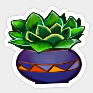 succulents cacti cactus in ornamental antique pottery clay vase . Succulents Sticker